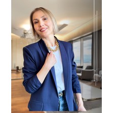 Lacivert Kolu Büzgülü Premium Ceket