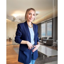 Lacivert Kolu Büzgülü Premium Ceket
