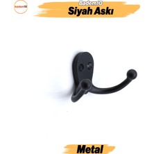Badem10 Kanca Askı Siyah Dolap Askılık Askılığı Duvar Vestiyer Banyo Mutfak Elbise Kıyafet Askısı Portmanto