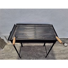 İklim Ayaklı Demir Mangal 40X70 Yerden Yüksekliği 75 cm Seyyar Portatif Oluklu Izgara