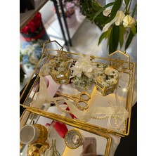 Zb Flowers Söz Tepsisi Gold Cam Tepsi Nişan Tepsisi Damat Kahvesi
