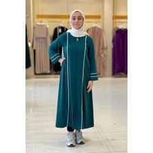 Fermuarlı Biyeli Çocuk Feracesi 6031 Zümrüt
