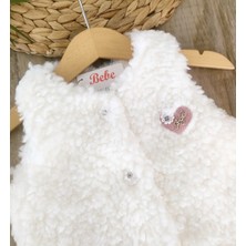 Bebe Kervanı Kız Bebek Krem %100 Pamuklu Welsoft- Yünlü Lüx Peluş Yelek BBK5991