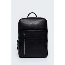 Deridense Organizer Laptop Premium Vegan Deri Sırt Laptop Çantası Unisex Crazy Kroko