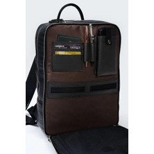 Deridense Organizer Laptop Premium Vegan Deri Sırt Laptop Çantası Unisex Crazy Kroko