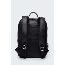 Deridense Organizer Laptop Premium Vegan Deri Sırt Laptop Çantası Unisex Siyah