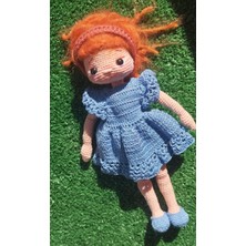 El Emeği Dantel Kız Organik Örgü Bebek 15CM