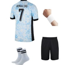 Andream Portekiz Ronaldo Mavi-Beyaz  Milli Takım Futbol Çocuk Forması 4’lü Set