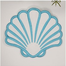 Istiridye Şeklinde Mavi Nakışlı Kumaş Kokteyl Peçetesi 1 Adet