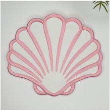 Decofav Istiridye Şeklinde Pembe Nakışlı Kumaş Kokteyl Peçetesi 1 Adet