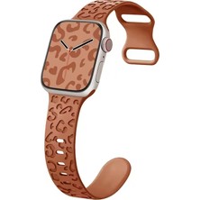 Alstrap Apple Watch 11-10 42MM 6 7 8 9 10 Se Uyumlu 38-40-41MM Leopar Desenli Silikon Kordon