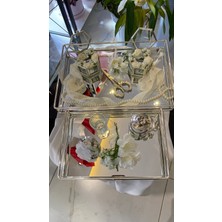 Zb Flowers Söz Tepsisi Gümüş Cam Tepsi Nişan Tepsisi Damat Kahvesi