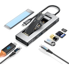 Gjob 8 In 1 USB Hub M2 SSD Disk Yuvası Type C Docking Station
