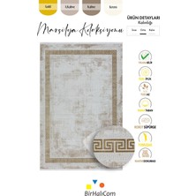 Aatoliarugs Marsilya Krem Halı Gold Kenar Çerçeveli Ince Halı Yumuşak Modern Sade Salon Halısı Bodürlü Halı