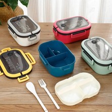 Hediye Ofisi 2 Katlı Taşınabilir Yemek Kabı Lunch Box Diyet Beslenme Kutusu Saklama Kabı Çatal Kaşıklı Sefer Tası