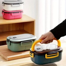 Hediye Ofisi 2 Katlı Taşınabilir Yemek Kabı Lunch Box Diyet Beslenme Kutusu Saklama Kabı Çatal Kaşıklı Sefer Tası