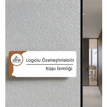 Ofis Departman Kapı Isimliği, Özelleştirilebilir Logolu 26X10CM -Beyaz & Ceviz