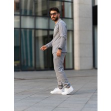 Man Forces Erkek Takım, Pamuklu Jogger Pantolon ve Gömlek, Şık ve Konforlu Mevsimlik,alt Üst Takım,gri Takım