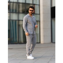 Man Forces Erkek Takım, Pamuklu Jogger Pantolon ve Gömlek, Şık ve Konforlu Mevsimlik,alt Üst Takım,gri Takım