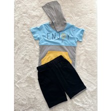 Nurcan Bebe Enjoy Kapşonlu Şortlu Garnilli  Ikili Takım