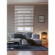 Parde Güneş Serisi Ithal Kumaş Pliseli Gri Geçişli Zebra Stor Perde