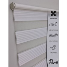 Parde Güneş Serisi Ithal Kumaş Pliseli Beyaz Zebra Stor Perde