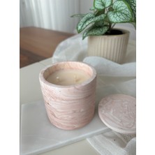 Atelier Rainy - Kahverengi Mermer Desenli - Beton Kapaklı - Kokulu Soya Mum / 250CC