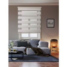 Parde Güneş Serisi Ithal Kumaş Pliseli Krem Zebra Stor Perde