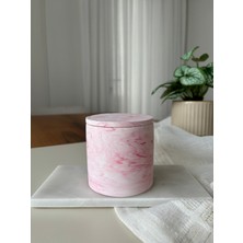 Atelier Rainy - Pembe Mermer Desenli - Beton Kapaklı - Kokulu Soya Mum / 250CC