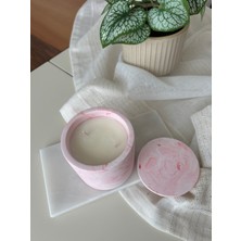 Atelier Rainy - Pembe Mermer Desenli - Beton Kapaklı - Kokulu Soya Mum / 250CC