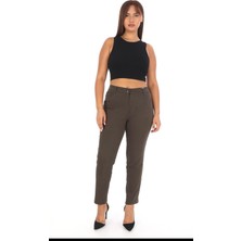 Akşen Giyim Büyük Beden Kadın Yüksek Bel Toparlayıcı Pamuklu Keten  Likralı Boru Paça Pantolon