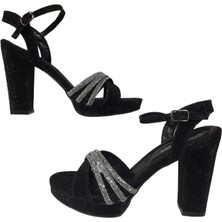 Erbay Shoes Kadın Platform Platin Simli Çapraz Bantlı Sandalet Ayakkabı