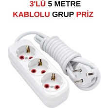 Snrelk 5 Metre 3'lü Cca Kablolu Düz Topraklı Fişli Grup Priz