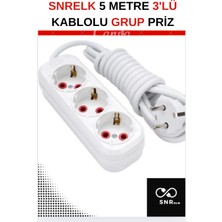 Snrelk 5 Metre 3'lü Cca Kablolu Düz Topraklı Fişli Grup Priz