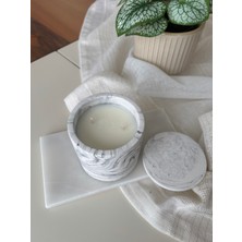 Atelier Rainy - Siyah Mermer Desenli - Beton Kapaklı - Kokulu Soya Mum / 250CC