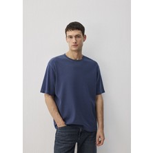 Mavi Lacivert Tişört Loose Fit / Bol Rahat Kesim 0612494-70497