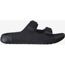 Shoemix Erkek Siyah Cırtlı Çift Bantlı Anatomik Terlik