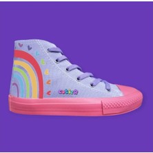 Lila Keten Pembe Taban Rainbow Baskılı Çocuk Spor Ayakkabı Sneaker