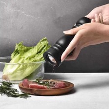 Akrilik Ahşap Baharat Değirmeni | Seramik Tuz Öğütücü 16 cm (DCB-160)