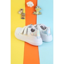Moda Lime  Çocuk Spor Ayakkabı Esnek Hava Alabilen Çocuk Ayakkabısı Beyaz Sade Spor Günlük Sneaker