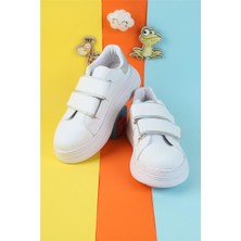 Moda Lime  Çocuk Spor Ayakkabı Esnek Hava Alabilen Çocuk Ayakkabısı Beyaz Sade Spor Günlük Sneaker