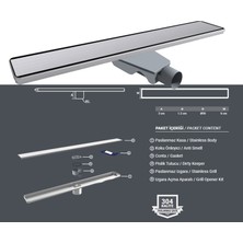 Purvex Home 33 cm Komple Paslanmaz Duş Kanalı 304 Paslanmaz Çelik Gövde ve Izgara