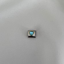 Italyan Charm Mavi Taşlı Kalp