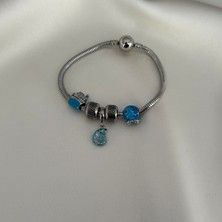 Mavi Ahtapot Çıkarılıp Takılabilen Charm'lı Bileklik