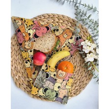 Balmumu Tekrar Kullanılabilen Gıda Saklama Bezleri 4 Bez 1 Küçük Kese(Doğal,balmumlu)Kids And Lemon