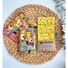 Balmumu Tekrar Kullanılabilen Gıda Saklama Bezleri 4 Bez 1 Küçük Kese(Doğal,balmumlu)Kids And Lemon