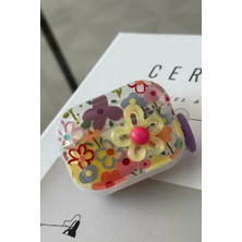 Kılıf Benim Airpods 4.nesil ile Uyumlu Parıltılı Kapak Papatya Çiçek Sevimli Sert Silikon Koruma Kılıf