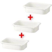 IKEA 3 Adet Plastik Oyuncak Saklama Kutusu 42 x 30 x 10 cm  3'lü Set Düzenleme Kutusu Beyaz Renk