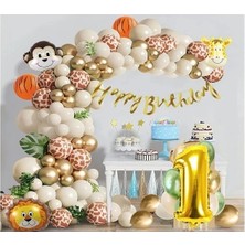 Papatya Süs Evi 1 Yaş Safari Desenli Doğum Günü Konsepti Parti Kutlama Doğum Günü Konsepti