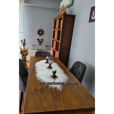 Beyaz Kürklü Peluş Masa Örtüsü Şık Dekoratif Lüks Elegant Modern Dekoratif  Runner.